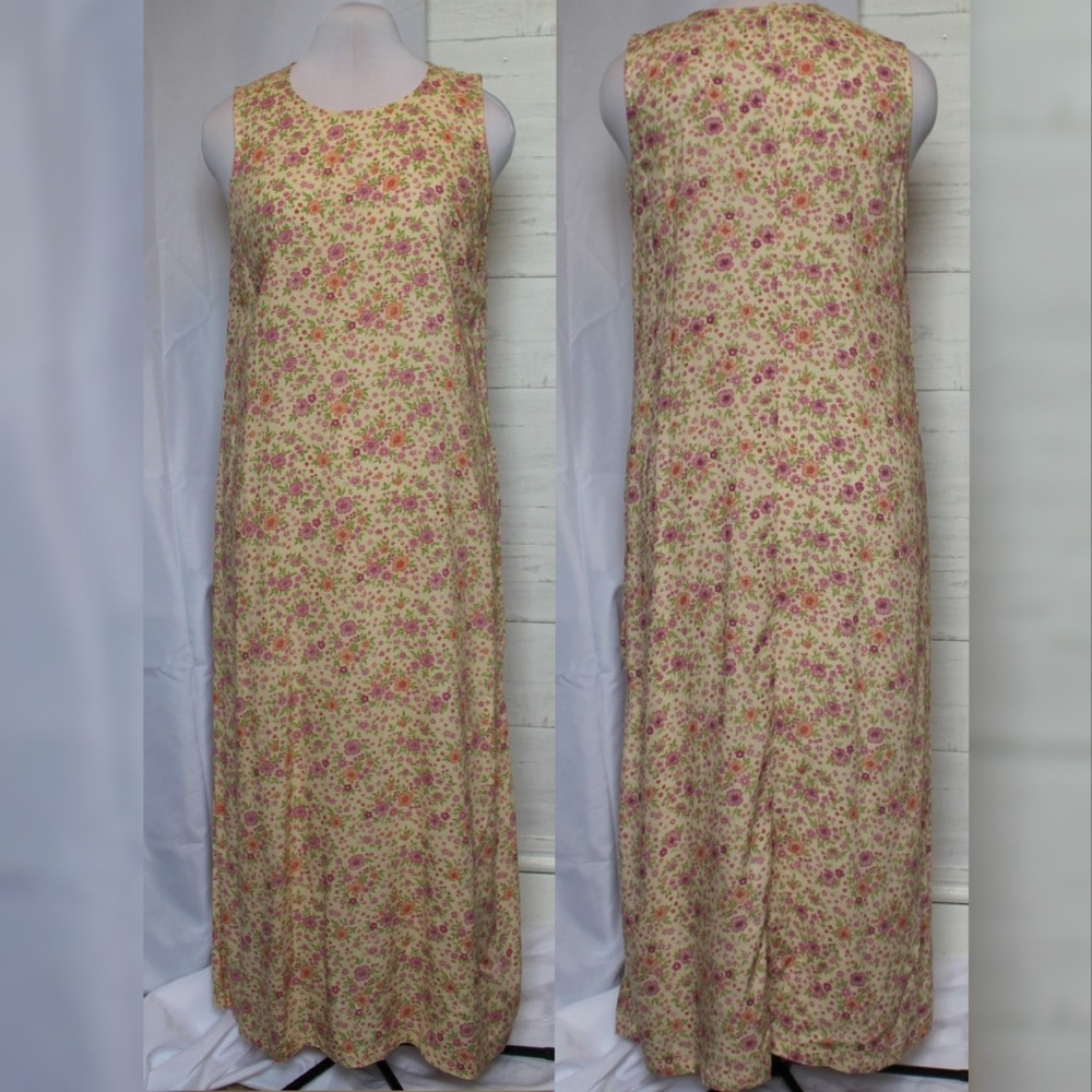 Vintage 90s Sleeveless Floral Maxi Dress